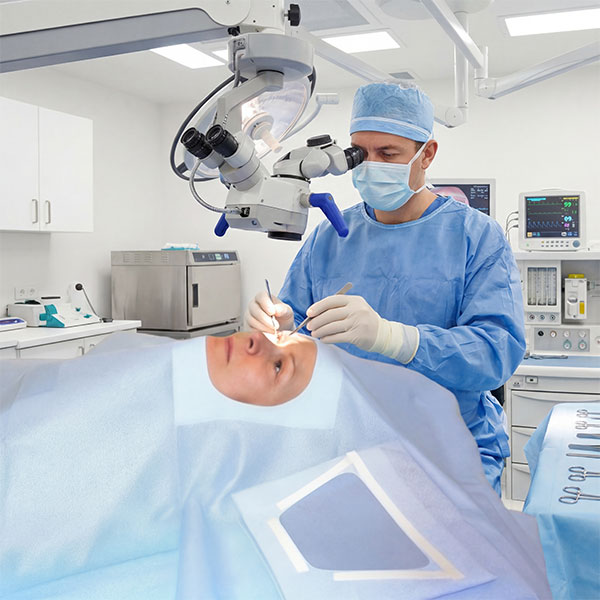 Ocudrape DRA7372 oculoplastic surgical drape used in a blepharoplasty procedure